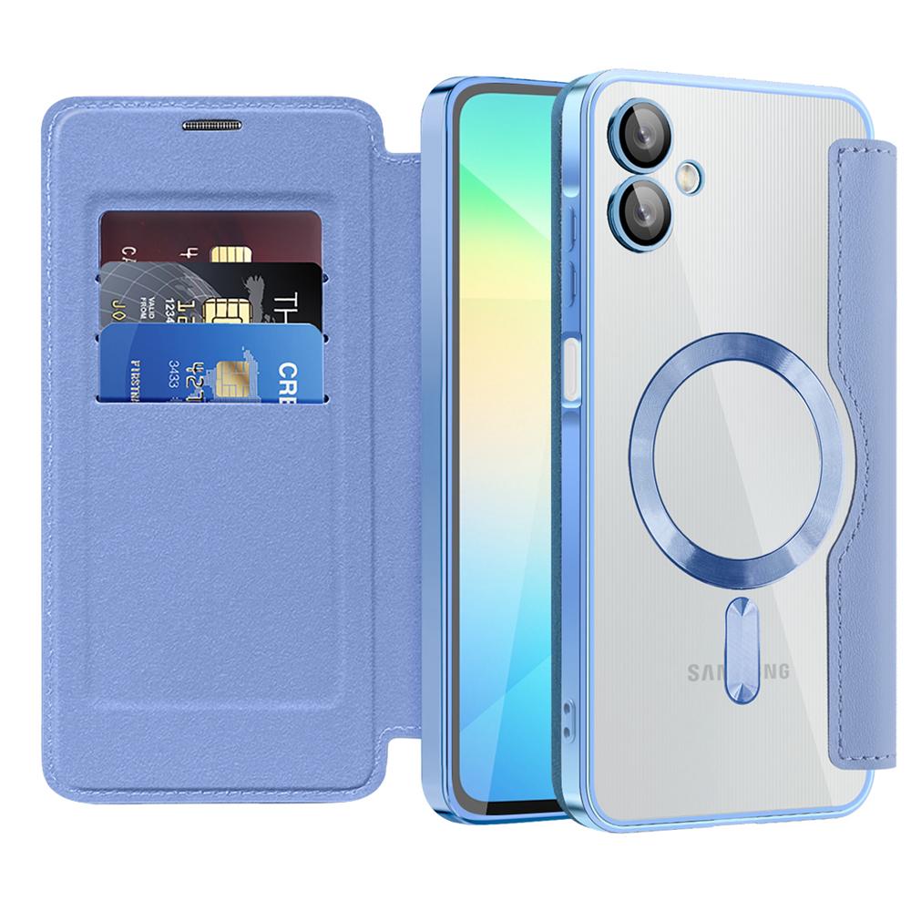 KEYSION Plating PU Leather Flip Wallet Case for Samsung A07 A06 A05 Cards Slots Magnetic Phone Back Cover for Galxy A05 A06 A07