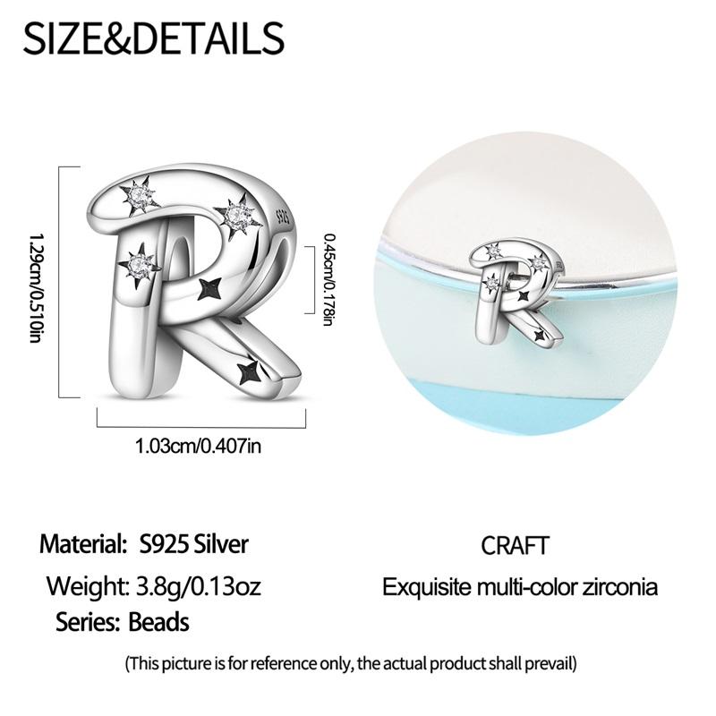 

Copper Letter A-Z Alphabet Starlight Beads Diy Name Charms Fit Bracelets Necklace For Women Diy Pendant Making Jewelry