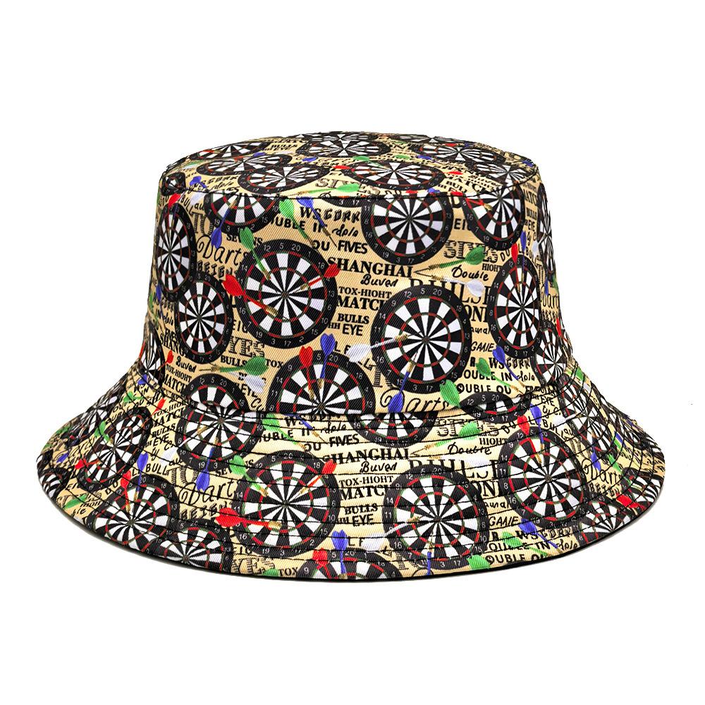 Retro Dartboard Pattern Bucket Hats for Women Men Summer Outdoor Sunscreen Fisherman Hat Female Decorate Panama Hip Hop Sun Hat
