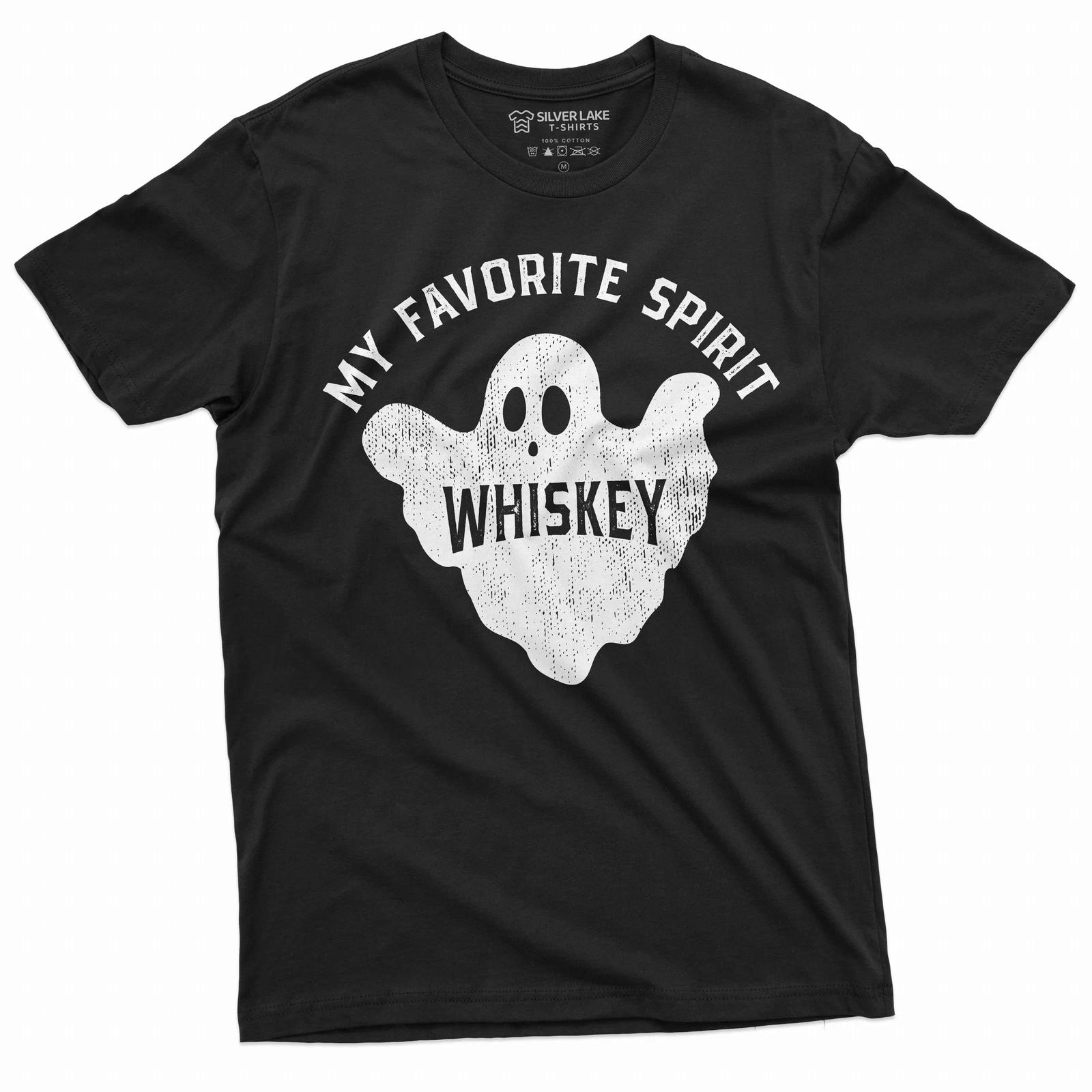 Men s Funny Halloween T-shirt my favorite spirit is Whiskey funny sarcastic tee XXL