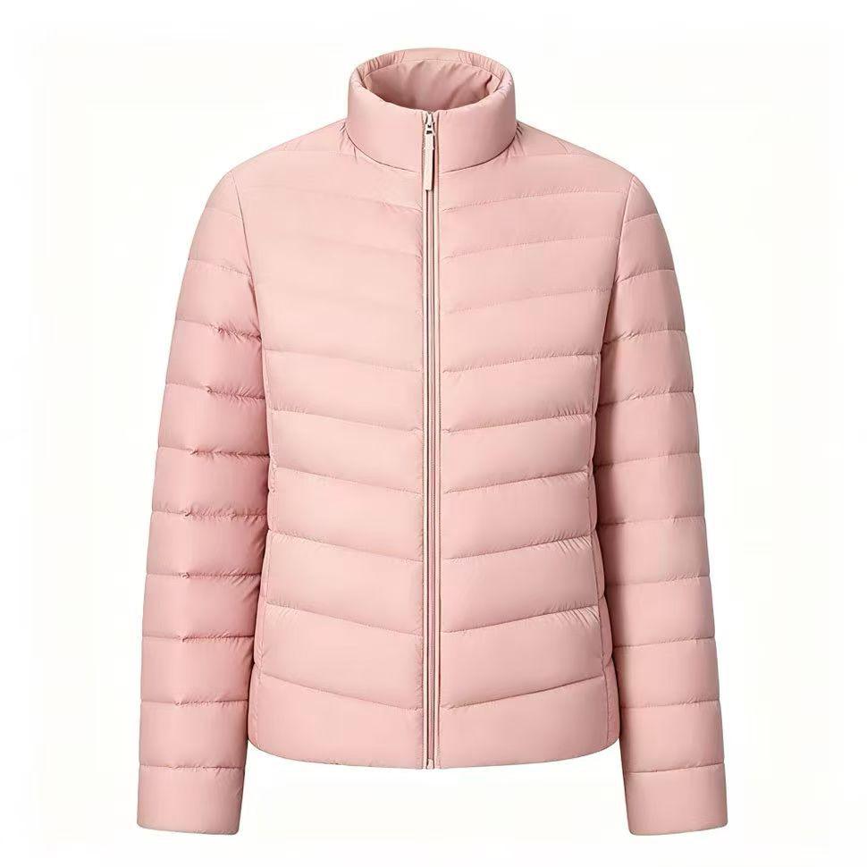 2026 Women's Casual Warm Down Jacket - 90% White Duck Down, Short, Lightweight, Stand Collar, Fashionable Versatile Autumn/Winter Outerwear