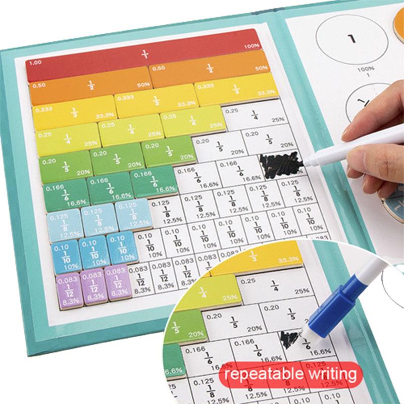 Kinder Magnetisches Bruchrechnen Lernspielzeug Mathematik Holz Bruchrechenbuch Set Kinder Arithmetik Lernen Lernspielzeug Lehrmittel