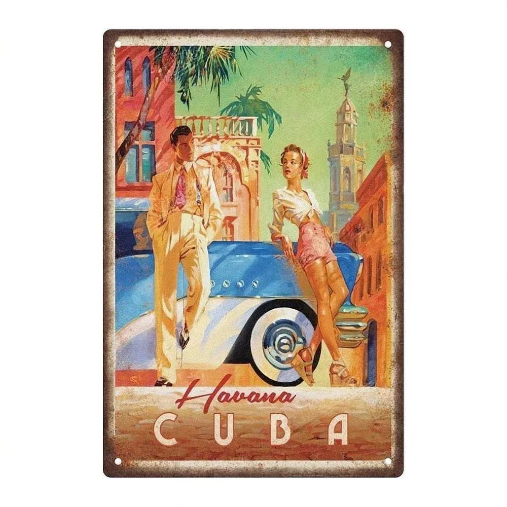 Vintage HAVANA CLUB,JAMESON,Značka Piva Kovový Plechový Znak Dekorativní Tabule Pro Klub Mužskou Jeskyni Bar Dílnu Hospodu Hotel Kavárnu Nástěnná Dekorace