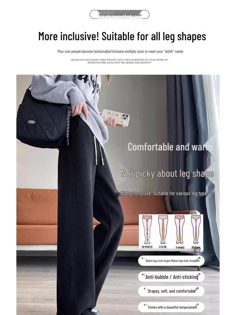 2025 Versatile Lambswool Warm Commuting Pants: Autumn/Winter Plus Velvet Casual Slit Style
