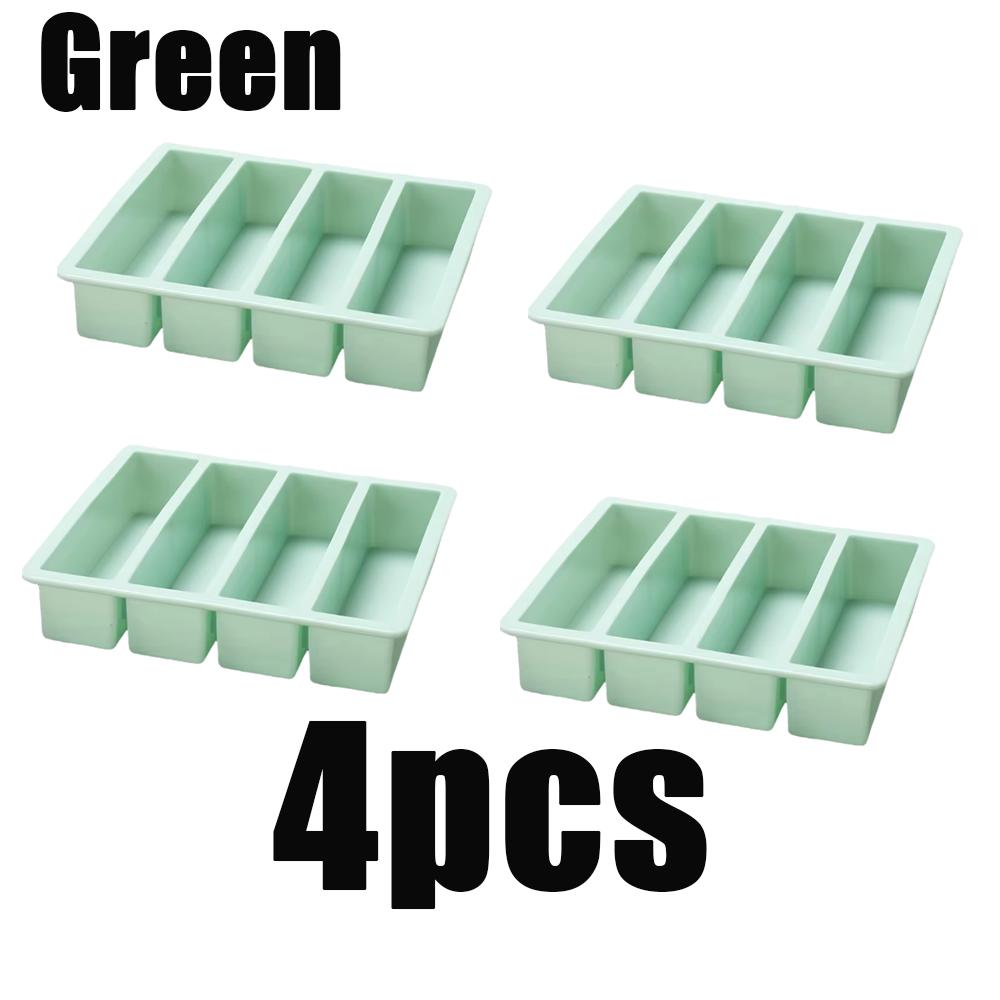 1pcs Strip-shap Ice Cube Trays Silicone 4 Grid Polychrome Durable Beer Drink Coffee Supplies Kitchen Easy-Release Ice Cube Molds
