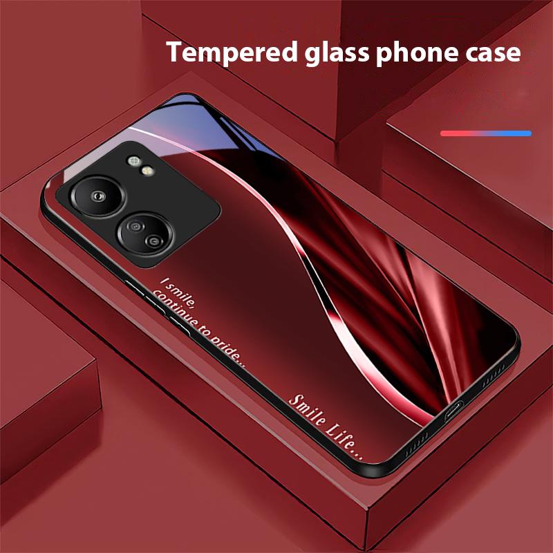 Yeni Yumuşak Kahverengi Kırmızı Xiaomi Redmi 13C Note13 12 Pro Plus 5G Note 9 13T Pro POCO X6 F5 F6 Siyah Temperli Cam Telefon Kılıfı