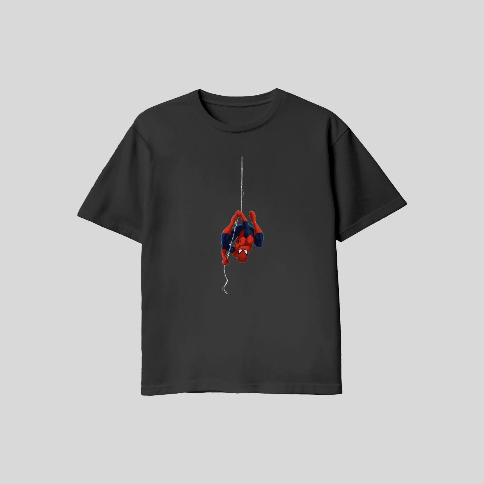 Unisex Adult Casual Graphic Spiderman Dangling Comic T Shirt XL L M... M