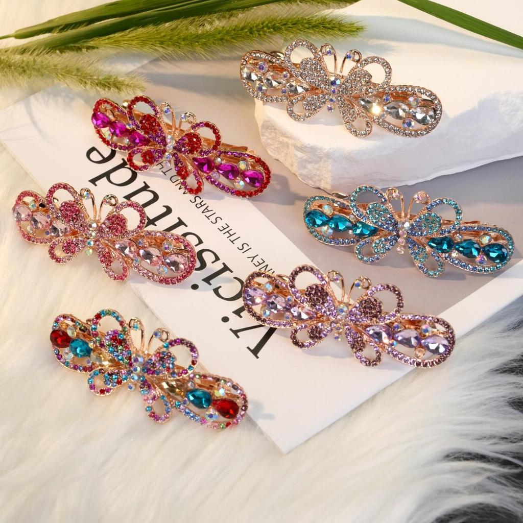Große Schmetterling Kristall Haarspange im koreanischen Stil für Frauen - Elegantes Strass Kopfschmuck-Accessoire