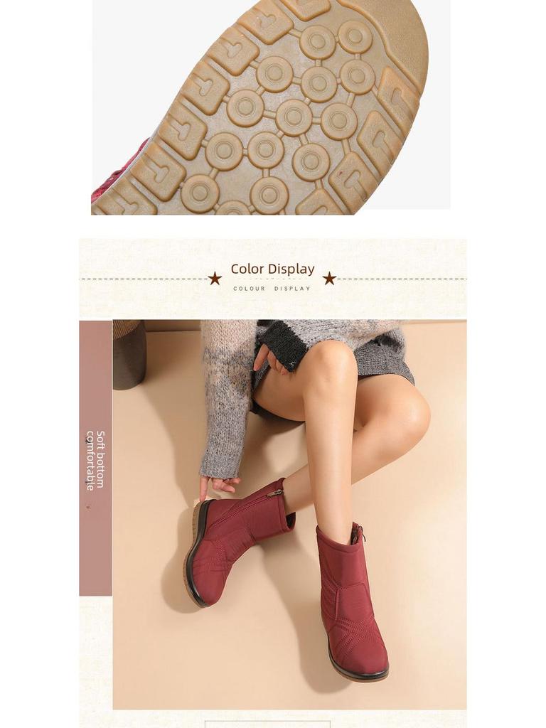 Damskie wodoodporne antypoślizgowe buty śnieżne: Plus aksamit zapewniający ciepło, idealny dla osób w średnim i starszym wieku.