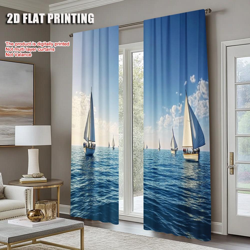 2pc    Window Curtains Art sailing Protecting Privacy Holiday Decorations Use for Indoor Celebrations   Room Decor