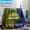Custom Name Al Nassr Football Club Crest Flannel Blanket, Use for Birthday/Holiday Gift, Soft Blanket for Sofa/Bed/Camping/Office, Home Decor