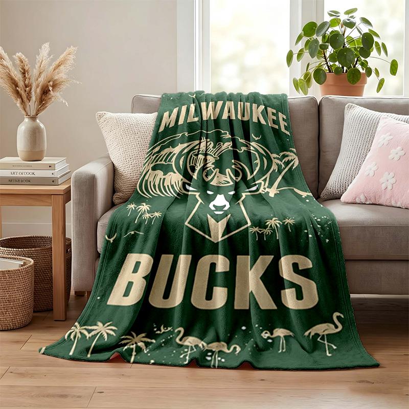 Milwaukee Bucks blanket Flannel Blanket Soft Cozy Plush Throw for Sofa Bed Lightweight Home Decoration Gifts for Christmas various holidays