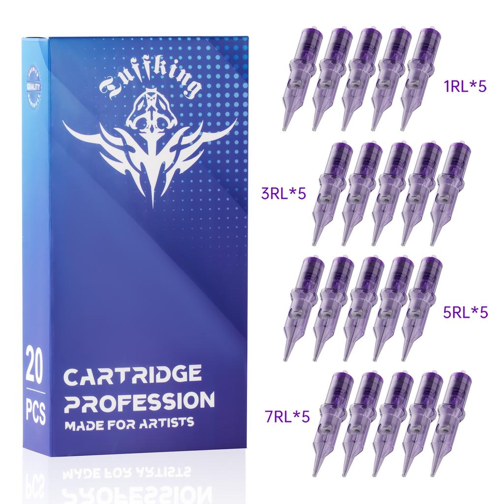 Purple Integrated Tattoo Needle, Cutting Thread and Fogging 20 Pcs Tattoo Tattoo Tattoo Embroidery, Blue Crescent Moon, Purple Needle Tattoo Equipment