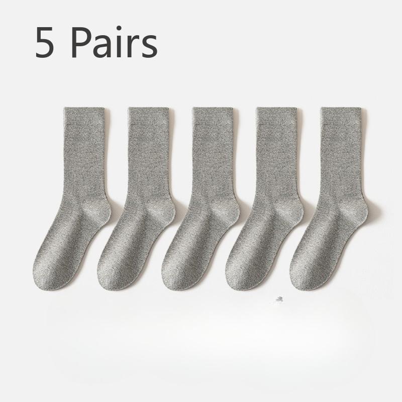 5 Par Szarych Skarpetek, Damskie Letnie Cienkie Skarpetki Długie z Frotte, Antyzapachowe Skarpetki Poporodowe, Bezszwowe Oddychające Bawełniane Skarpetki w Jednolitym Kolorze, Skarpetki do Połowy Łydki