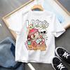Labubu Cartoon Children's Short Sleeved T-shirt Casual Top Unisex Summer Round Neck Printed Girls' Clothing