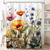 Floral Shower Curtain With Poppy Flower Print For Bathroom Decor Waterproof Fabric Multiple Sizes Available