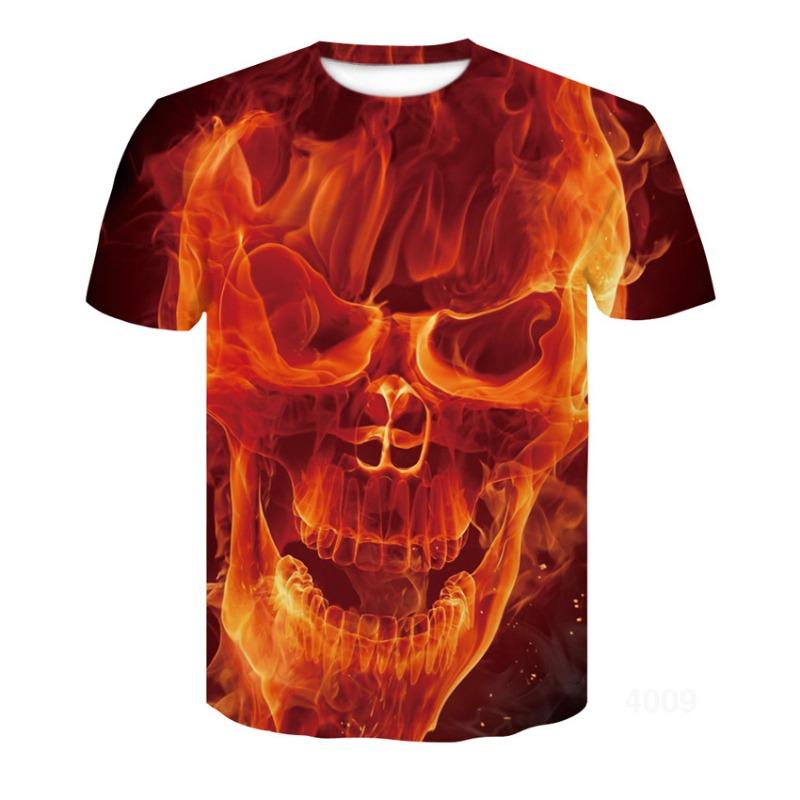 Summer Clothing Skeleton 3D Digital Printing Men's Round Neck Short Sleeved T-shirt