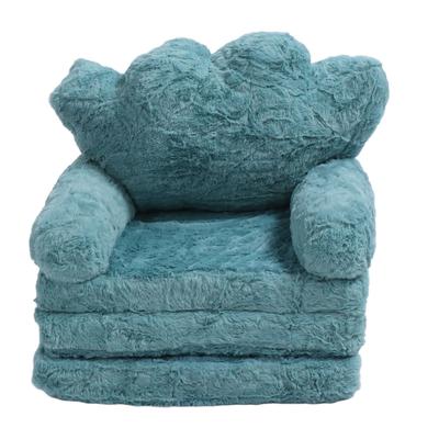 Flip Out Chair Green Fold Out Couch Crown Cute Soft Comfortable Kids Sofa for Boys Girls Home