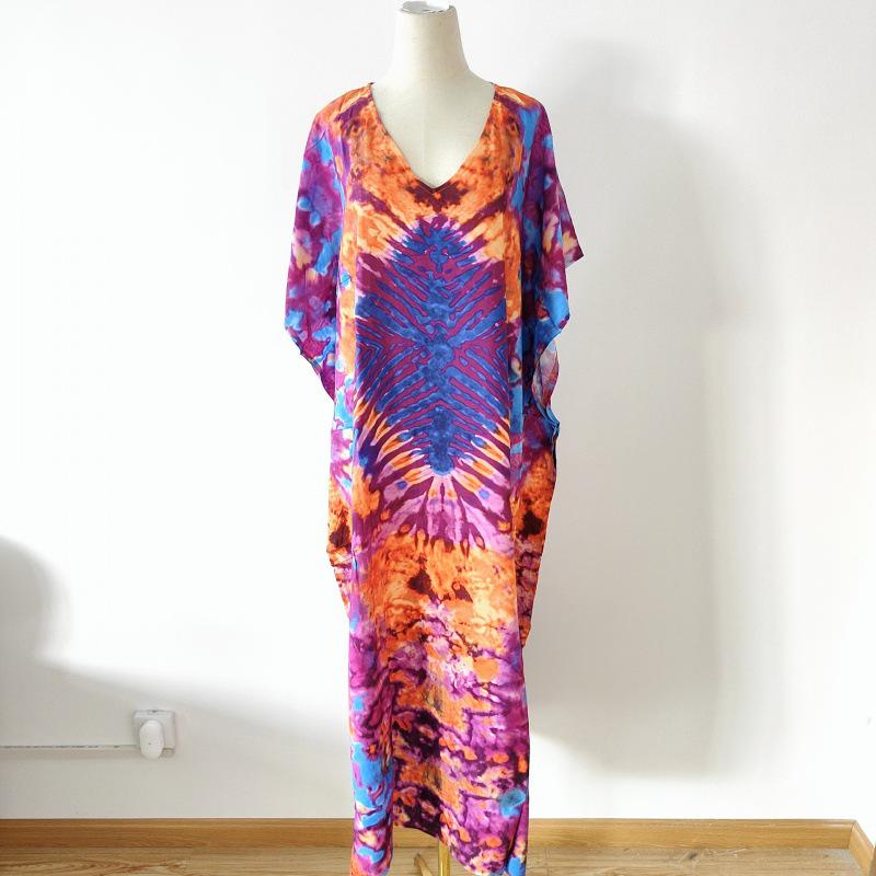 2022 European & American Beach Cover-up: Printed Long Robe & Bikini Sun Protection Dress