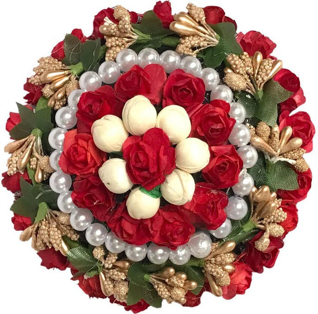 Künstliche Blume Juda Haar Gajra für Mädchen Haarstyling (Packung mit-01,Farbe-Multi)