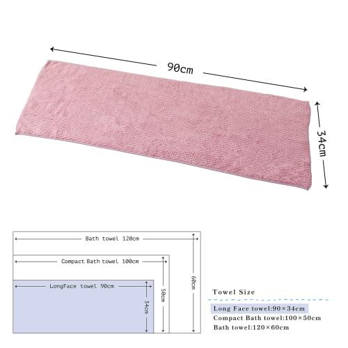 Kosugizen Fluffy Microfiber Face Towels, Pink, 34 X 90 Cm, Fluffy, Long, Absorbent, Quick-Drying, Ideal for Drying Hair, Set of 2 (ZGMF-290-2P PK)