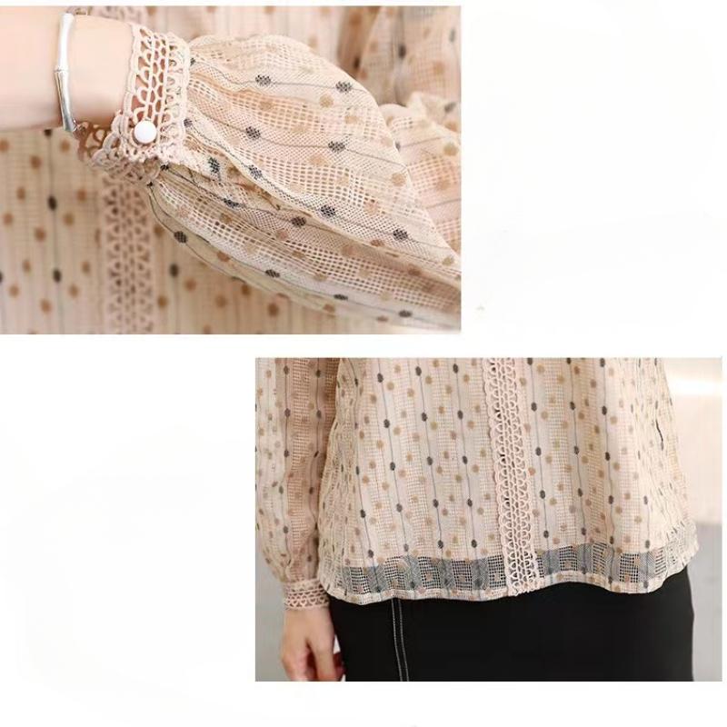 O-Neck Fashion Female Sweet Lace Spliced Printed Shirt Spring New Long Sleeve Elegant Women's All-match Casual Blouses