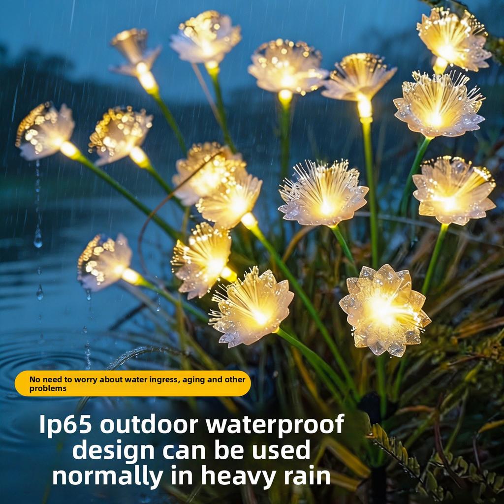 Solar Fiber Optic Flower Stake Lights IP44 LED Lamp for Garden Yard Lawn Outdoor Decor