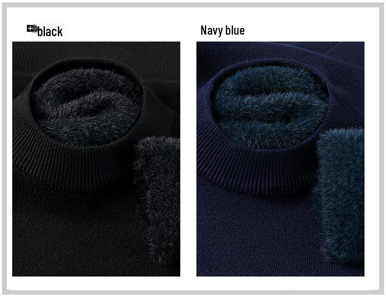 Men's Velvet Wool Sweater - 2024 Autumn/Winter Half-High Collar Luxury Style