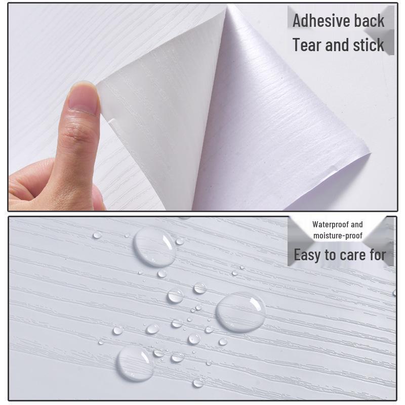 White Wood Grain Self-Adhesive Waterproof Film for Furniture and Cabinet Renovation