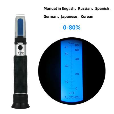 Hand Held 0-80% Alcohol Refractometer Alcoholometer Alcohol Liquor Tester ATC