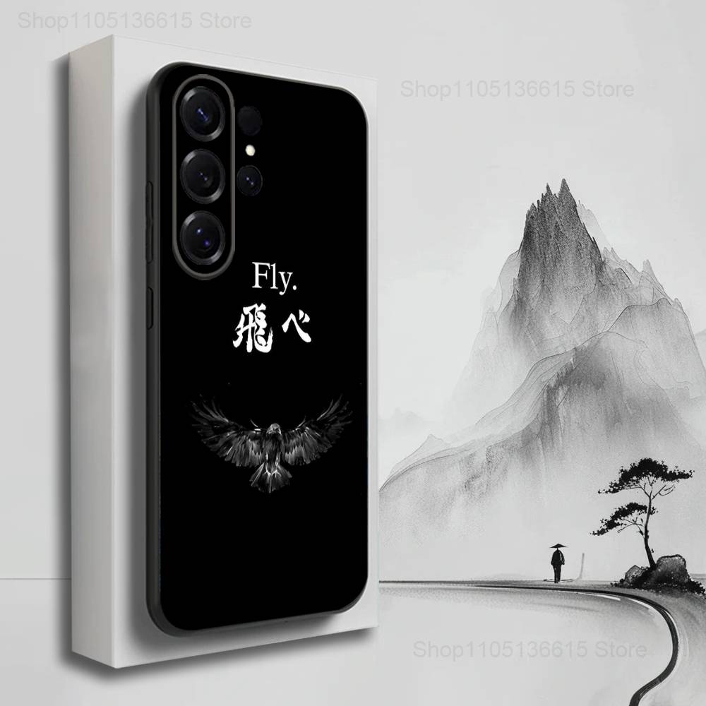 Anime H-haikyuu K-Karasun Phone Case For Samsung S25,S24,S23,S22,S21,S20,S10,S9,Ultra,Plus,Lite,FE,Soft Silicone Black Cover