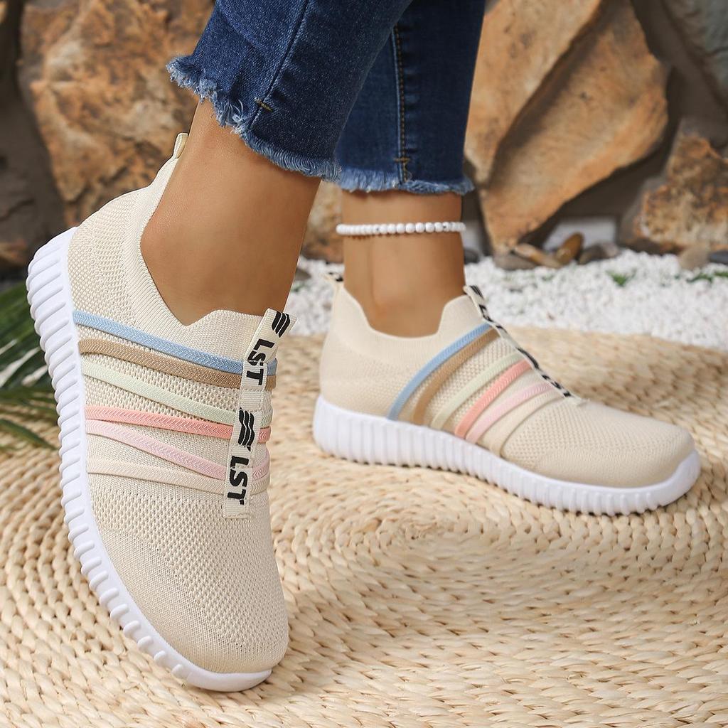 2025 New Women's Flying Woven Shoes, Rainbow Shoes, Casual and Lightweight Sports Shoes for Women