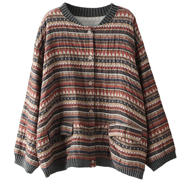 Women's Spring & Autumn Literary Retro Floral Long Sleeve Short Casual Loose Slimming Light Jacket Outerwear Top