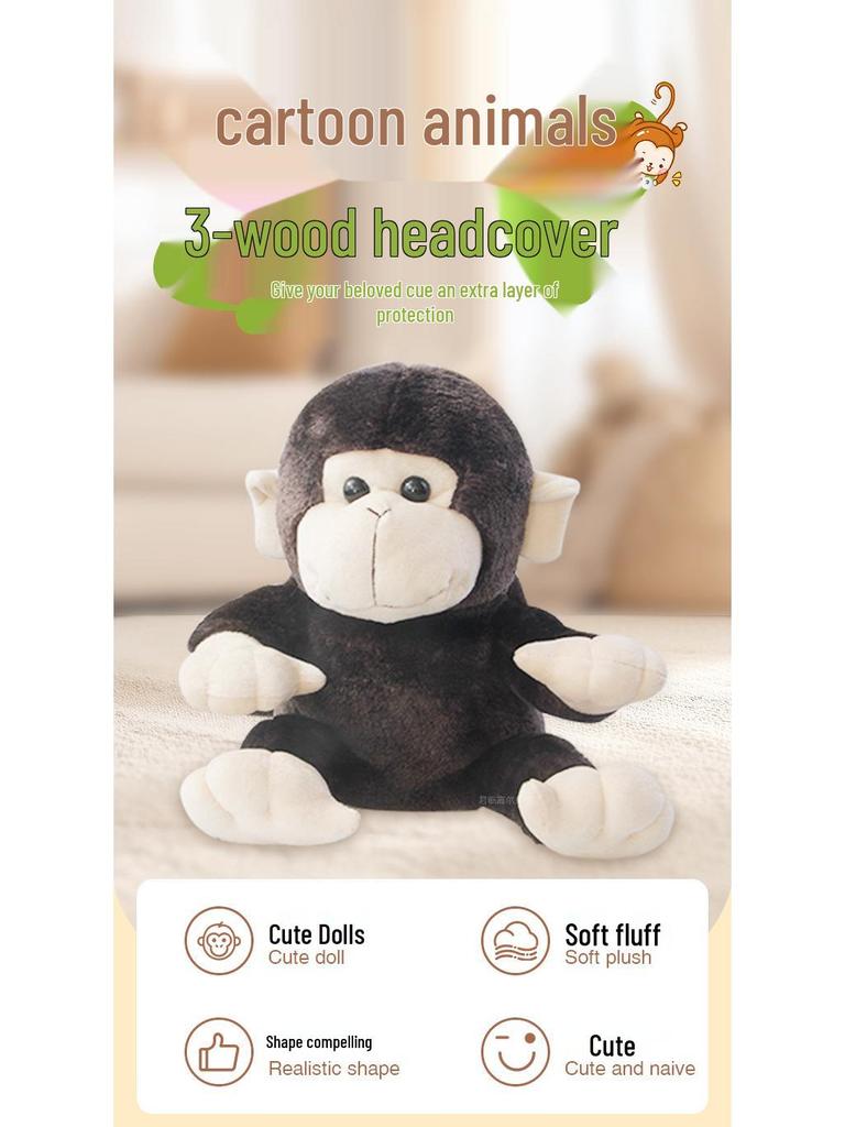 Cartoon Animal Golf Driver Cover: Plush, Cute, and Comfortable Doll Design