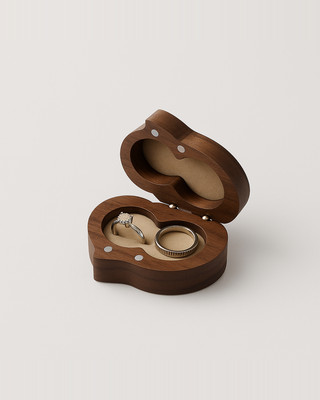 Heart-Shaped Black Walnut Jewelry Box: Creative Chinese-Style Ring Storage