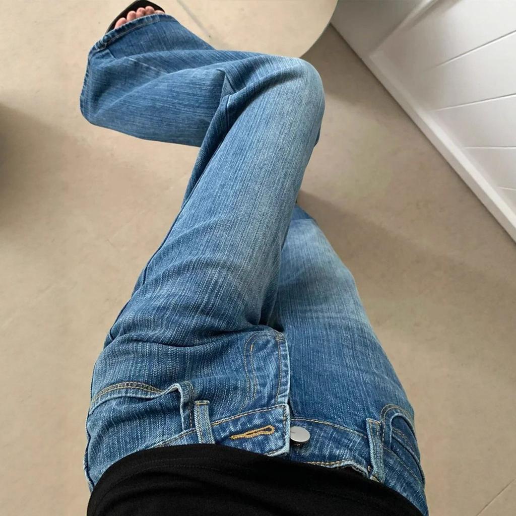 Comfortable Vintage Do Old Loose Drapey Jeans Female Low-waisted Skinny Micro Trousers Hundred Hundred Fit Slim Trailing Trousers Long Denim Pants