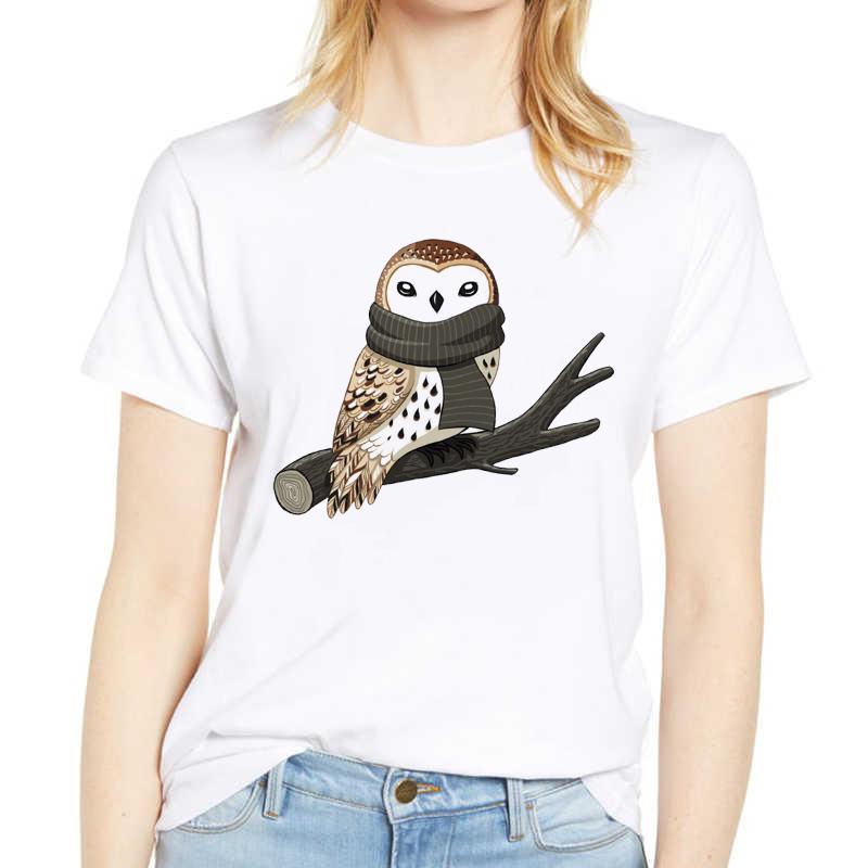Women T Shirts Printing Graphic Fox Owl Summer Autumn Cute 90S Fashion Clothes Lady Tee Tops Female Kawaii T Shirt Women T-Shirt