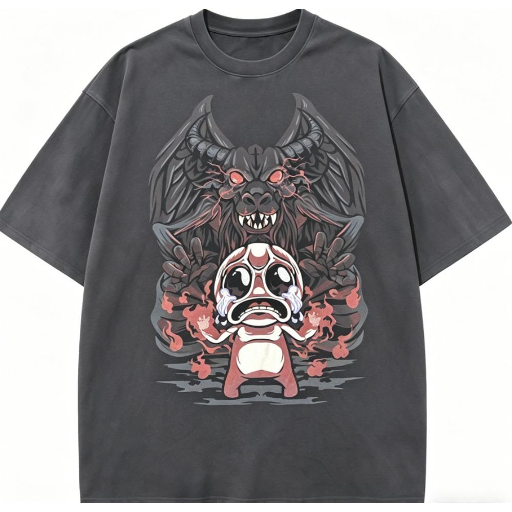 The Binding of Isaac Indie Anime Lover Washed T-shirt Year round clothing high quality personality Clothes Plus Size Unisex New Model Couples tee