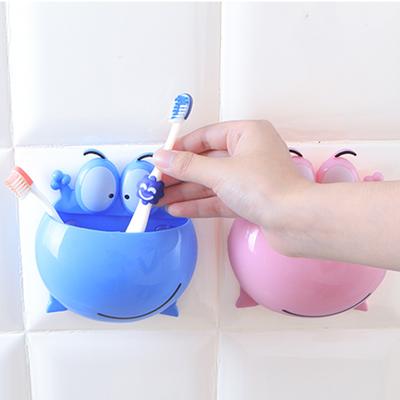 Cartoon Frogs Toothbrush Holder Wall Mount Suction Cup Toothpaste Storage Rack Tooth Brush Container Kitchen Bathroom Organizer