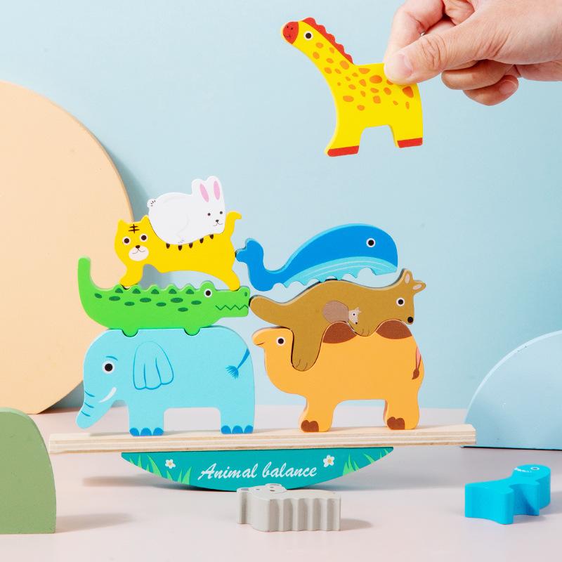 Tier Balance Stapelspiel Kinder Holz Balance Wippe Trainingspraktische Fähigkeit Puzzle Tischspielzeug