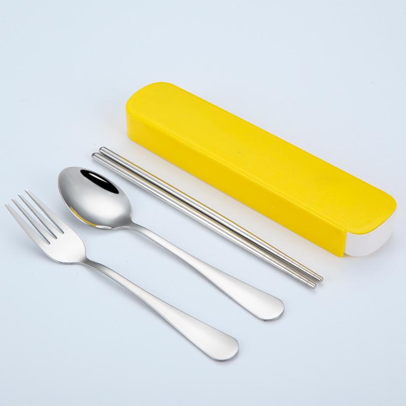 Portable Stainless Steel Cutlery Set: Spoons, Chopsticks, Knife, Fork - Three-Piece Set