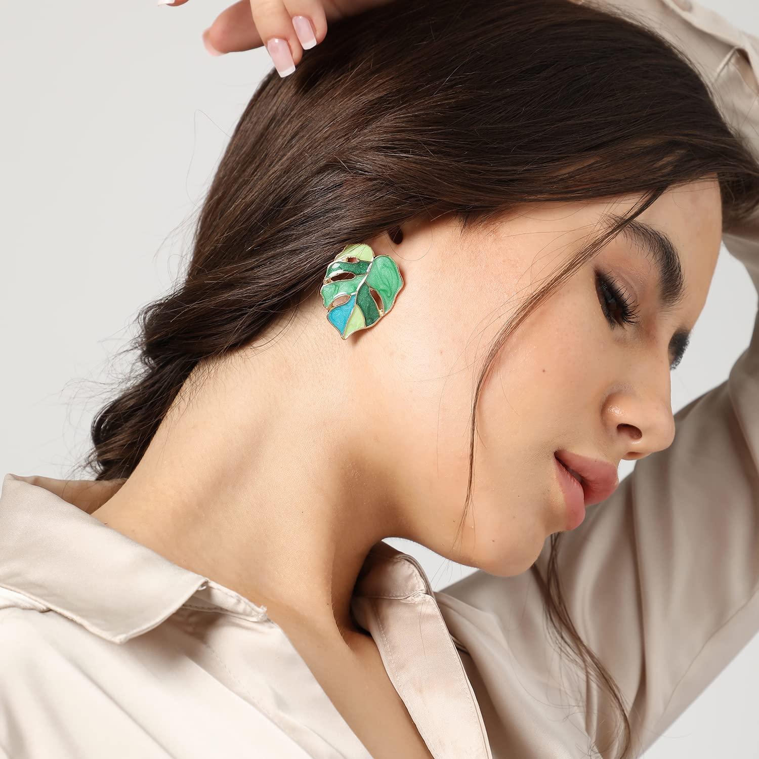 Серьги-гвоздики из сусального золота для женщин и девочек | Симпатичные индо-западные — фото 4