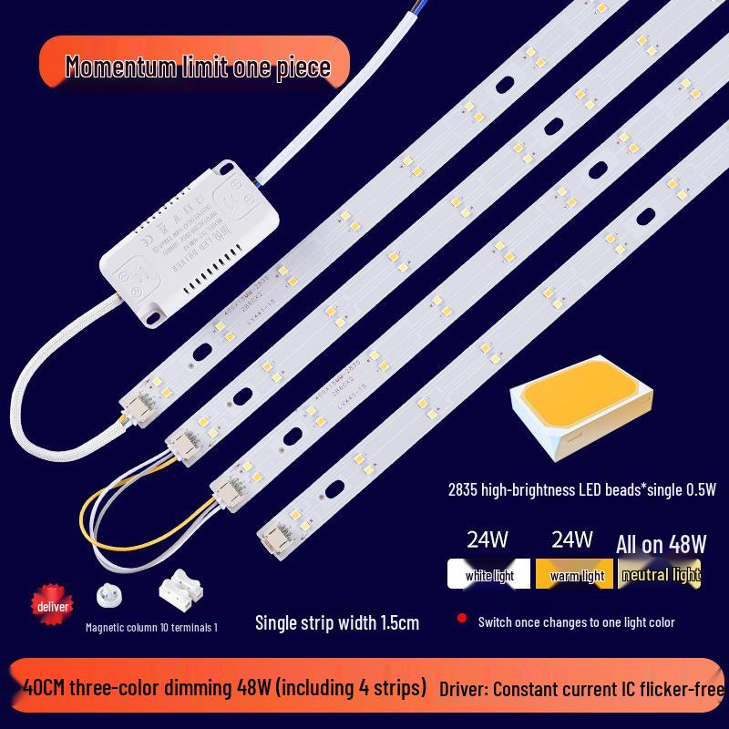 Three-Color LED Strip Light Panel for Living Room Ceiling