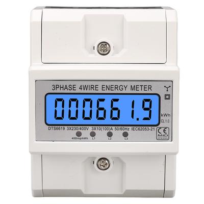 Medidor de Eletricidade Trifásico 4 Fios LCD Retroiluminado 10-100A 230V 400V AC Monitor de Potência de Energia