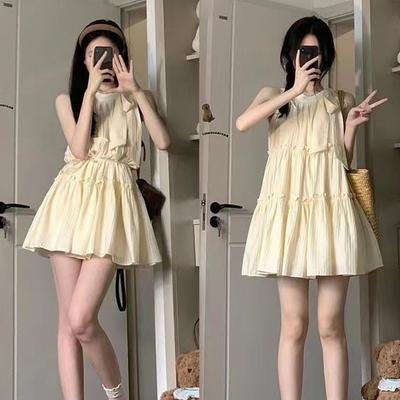 Maternity Wear Summer Gentle Wind Fairy Dress Hanging Neck Sleeveless Pregnant Mother Small Man Does Not Show Sweet Dress
