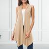 Sommer Damen Ärmellose Leichte Strickjacke Weste Einfarbig Offen Vorne Drapierter Mittellanger Asymmetrischer Saum Weste Mantel