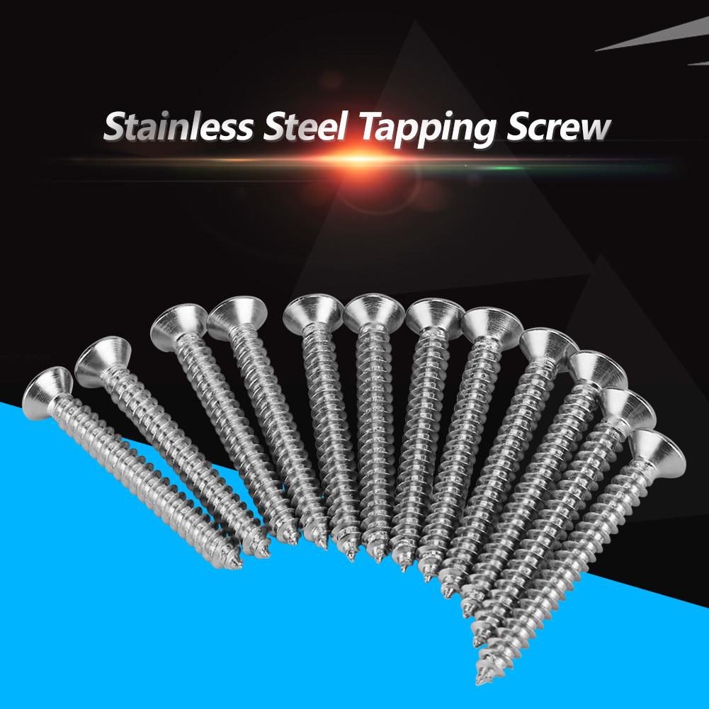 200Pcs M4 Stainless Steel Cross Self Tapping Screws Combination Set Flat Head