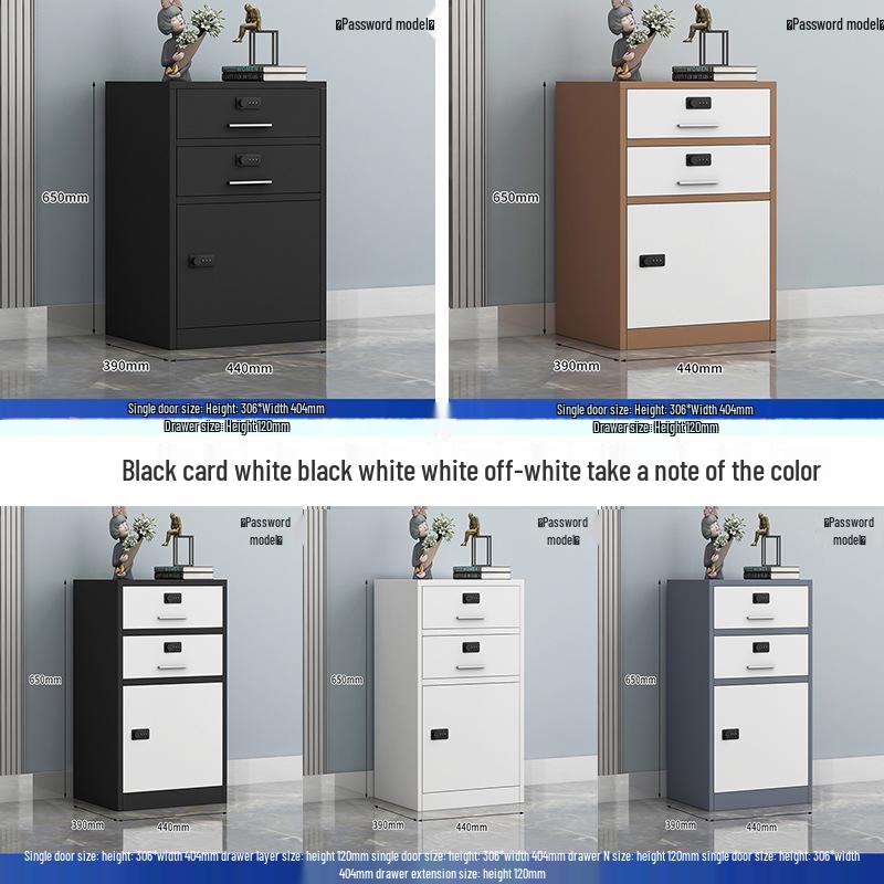 Mobile Under-Desk File Cabinet with Lock - Single Door, Sheet Metal, Small Office Tool Storage Drawer