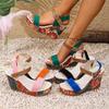 Fashion Women Wedges Sandals Print Random Platform Slippers 2025 New Summer Fashion Sandals Women Walking High Heels Shoes for Women