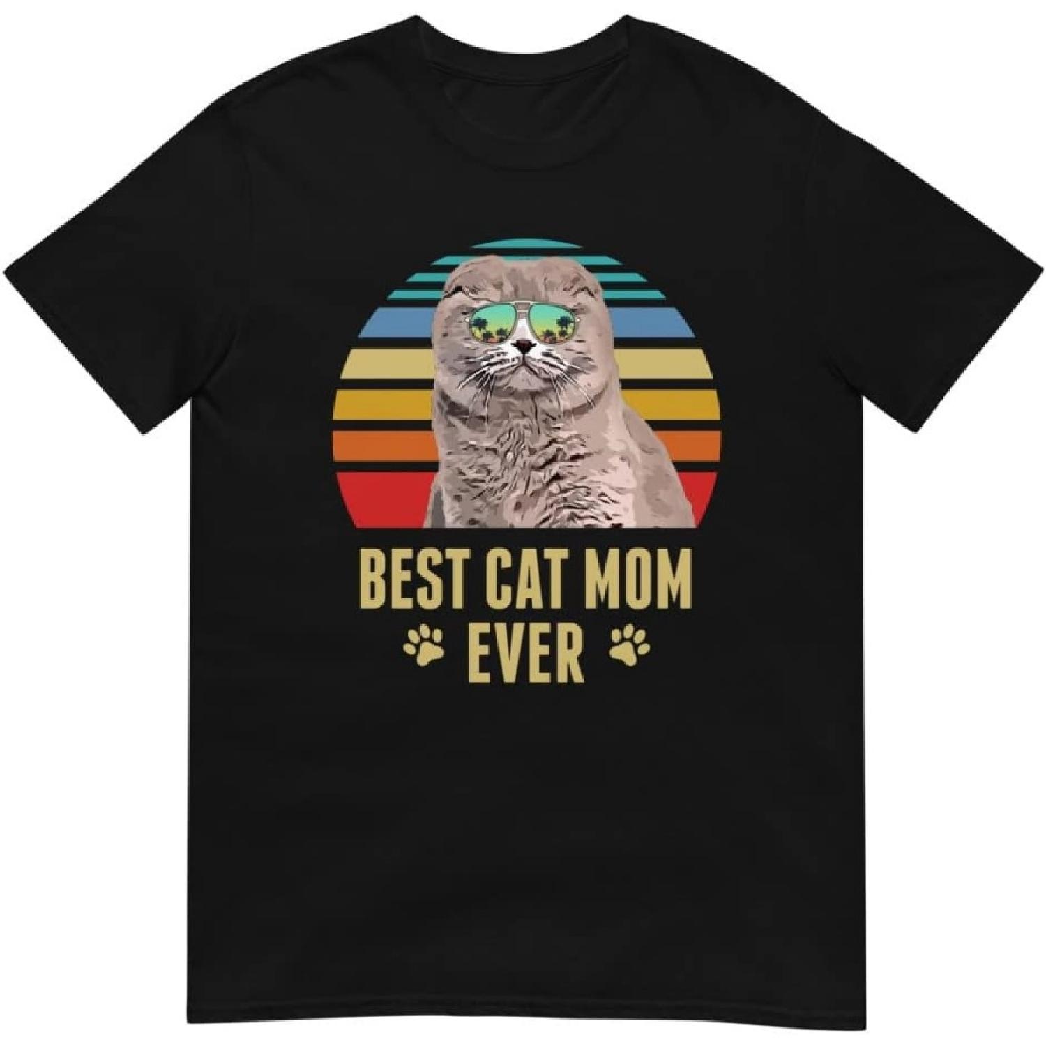 

Scottish Fold Cat Best Cat Mom Ever Retro Beach Vibe T-Shirt XXXXXL різнокольоровий